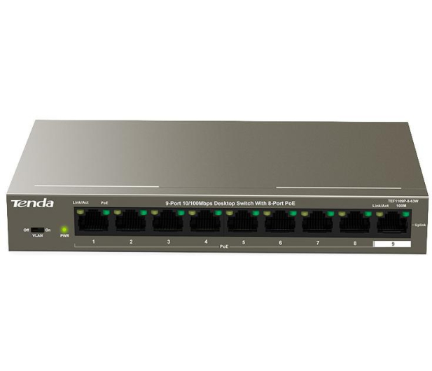 Tenda TEF1109P 8 portów Fast Ethernet Poe 63W - 1375622 - zdjęcie 2